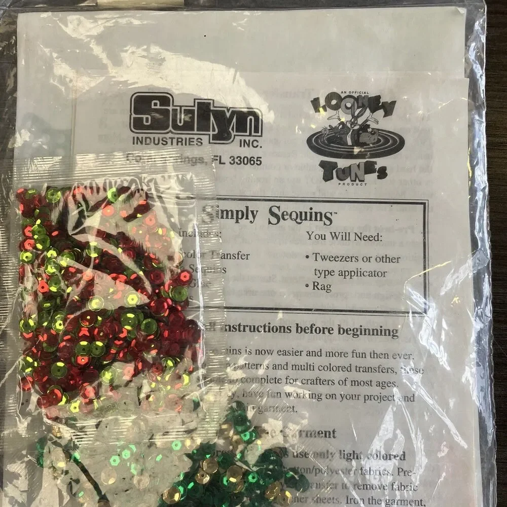 Simply Sequins 6270 Bugs Wreath Looney Tunes Multi Colored Iron On Kit Sealed